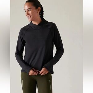 Athleta Whistler Fuse Mock Neck Top in Black Size Medium